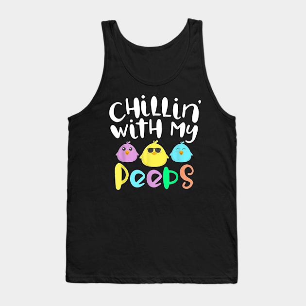 Chillin With My Peeps Happy Easter Kids Boys Girls Tank Top by Rich kid